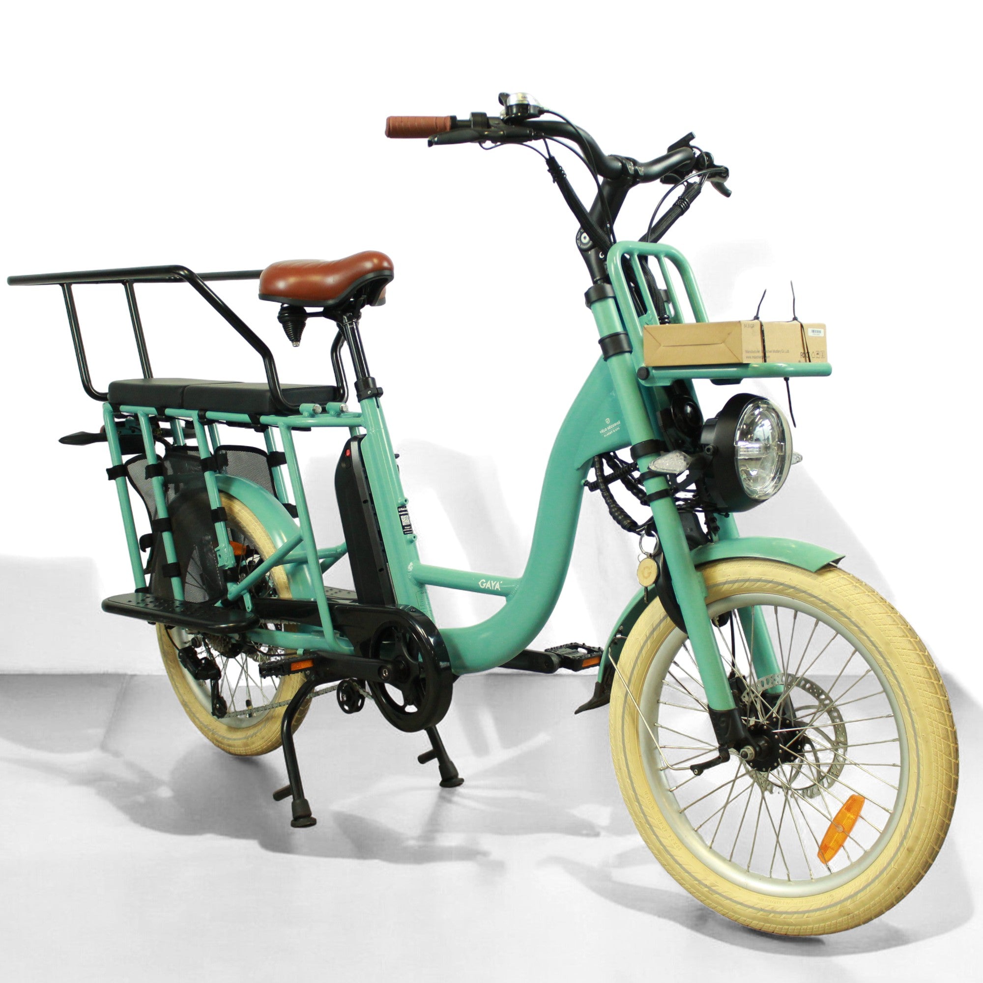 Vélo électrique Longtail Gaya Le Cargo turquoise